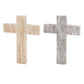 one cream and one gray travertine crosses on a white background