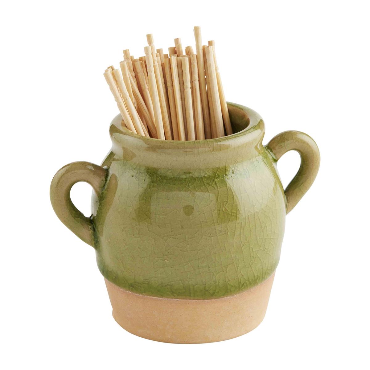 double handle toothpick mini pot on a white background