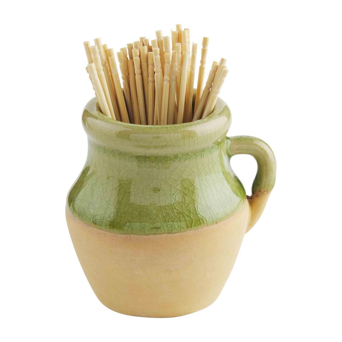 single handle toothpick mini pot on a white background