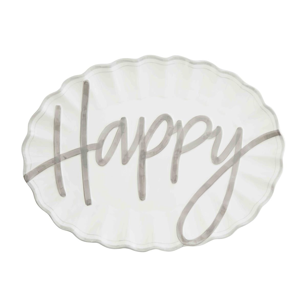 happy serving platter on a white background