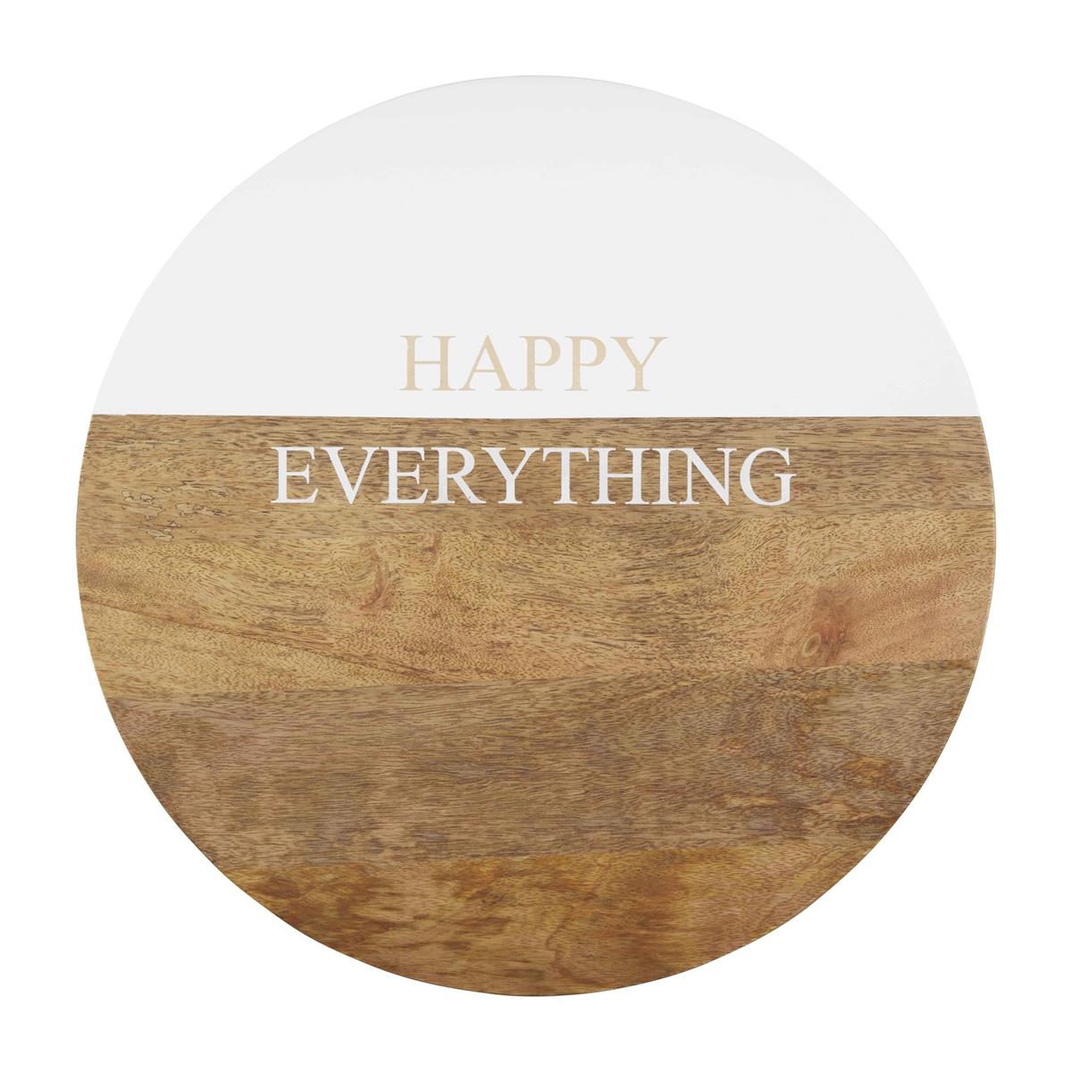 happy everything lazy susan on a white background