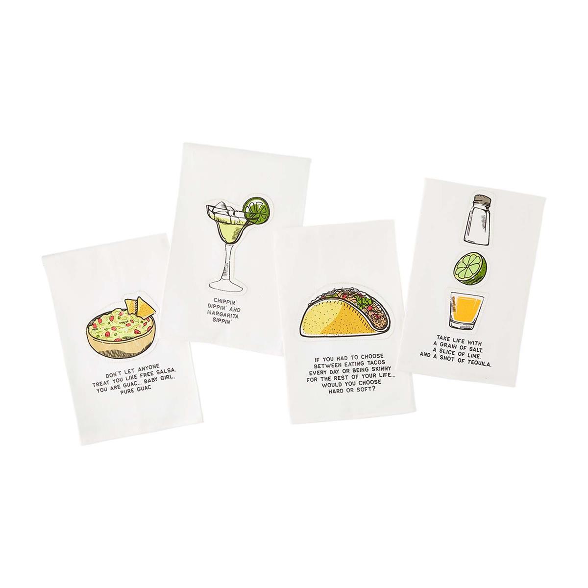 all four styles of fiesta appliqued towels displayed on a white background