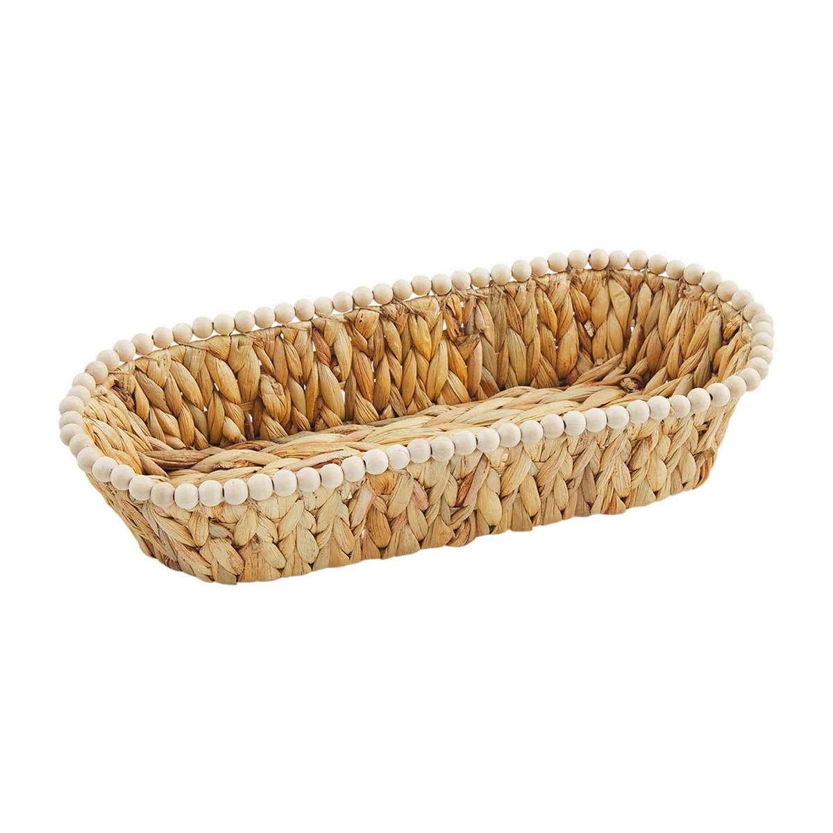 large hyacinth beaded bread basket on a white background