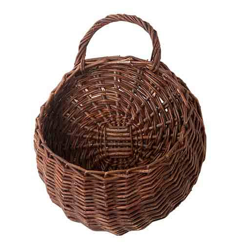 round rattan wall  basket with pocket  and handle.