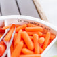 close of view of the carrot section of the veggie dip serving set 