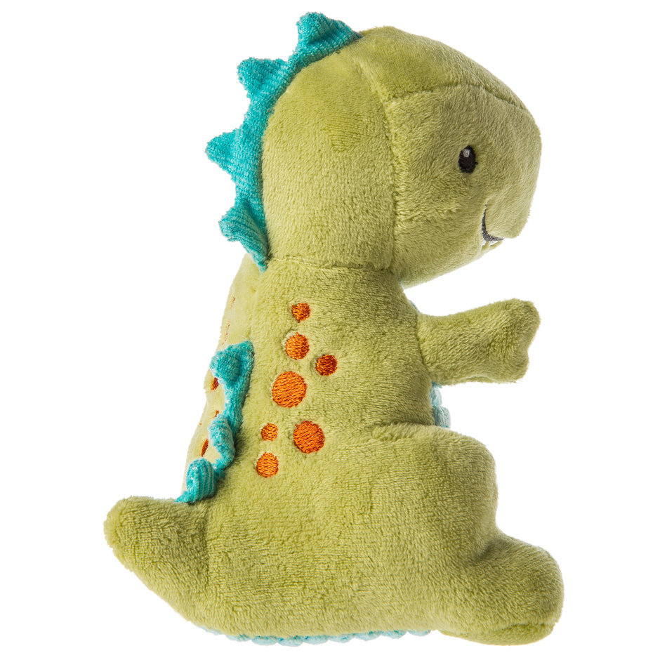 back view of the pebblesaurus rattle on a white background