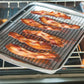 backing tray with bacon on rack.
