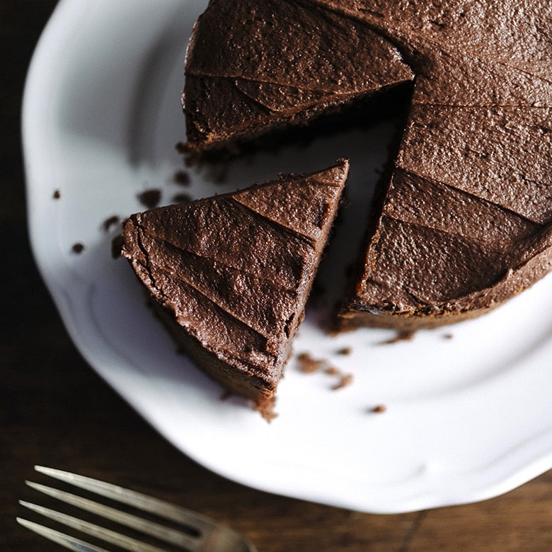 top view of chocolate cake.