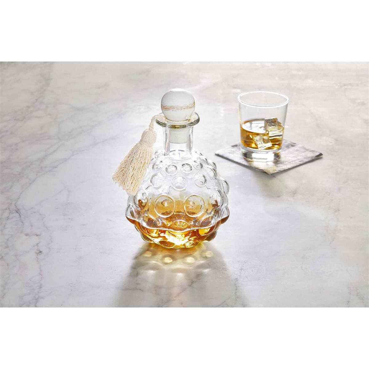 Decanter In Vetro Cosmopolitan Home By Mud Pie – 25 Once Con Monogramma J E Tappo A Sfera, In Scatola Regalo