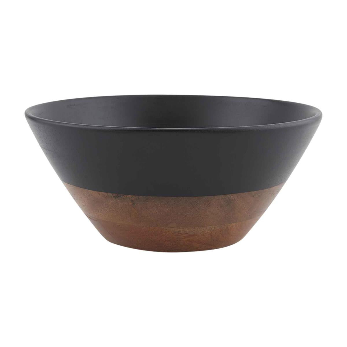 large two tone wood bowl on a white background