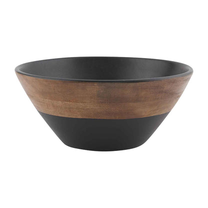 small two tone wood bowl on a white background