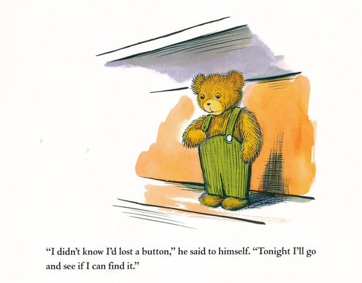 inside look of a page with illustration of a bear standing and text