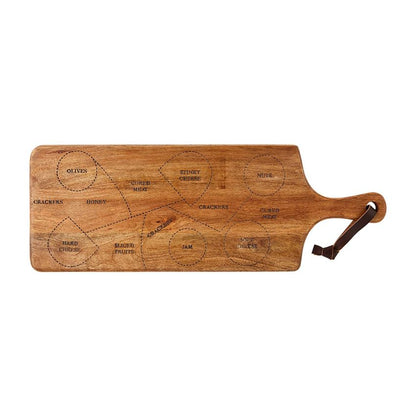 charcuterie serving board on a white background