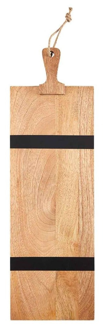 two stripe black and natural wood board on a white background