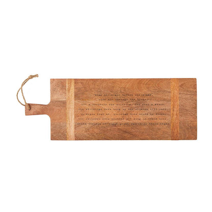 wooden board with handle on white background.