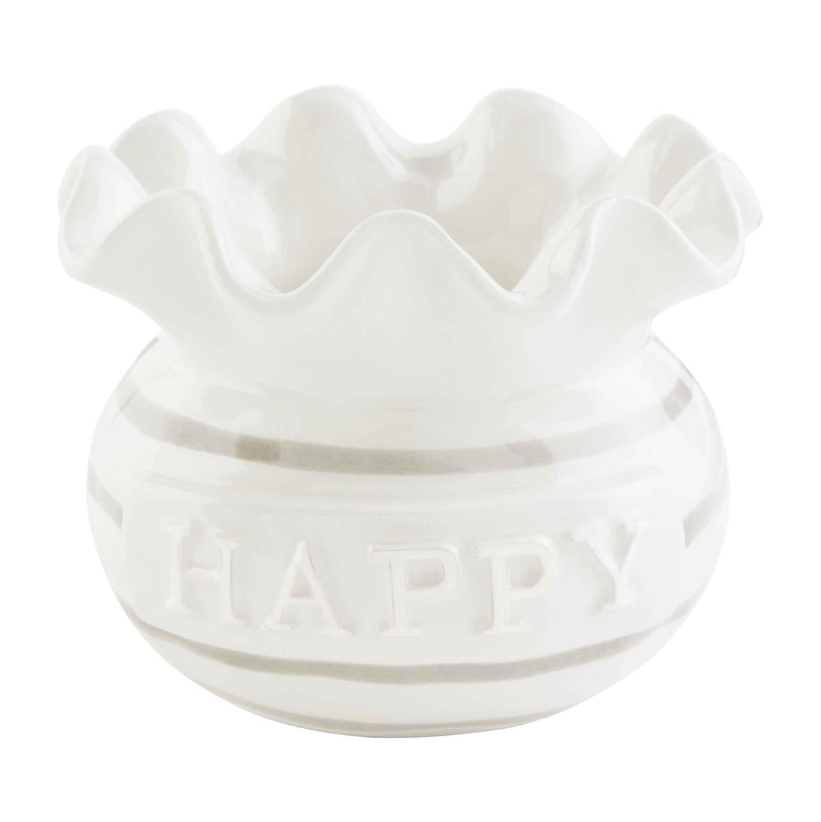 small happy ruffle vase on a white background