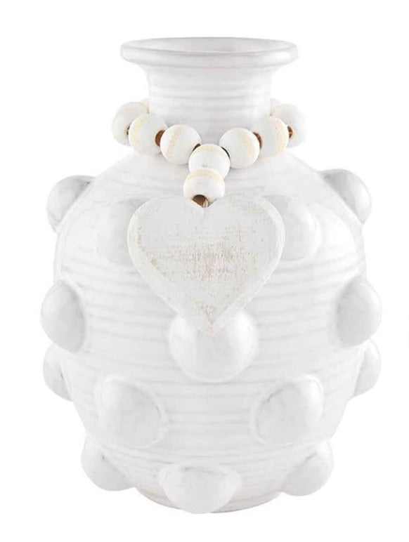 heart raised dot pendant vases on a white background