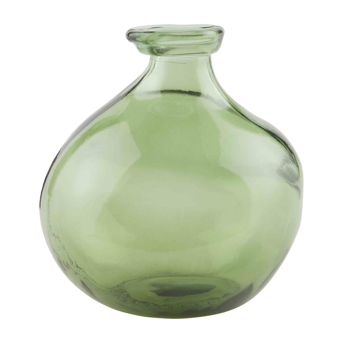 green spanish glass vase on a white background