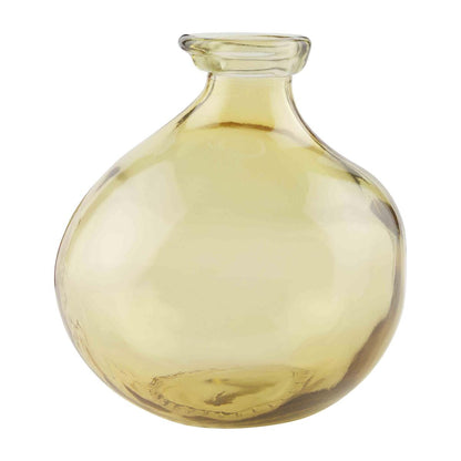 yellow spanish glass vase on a white background