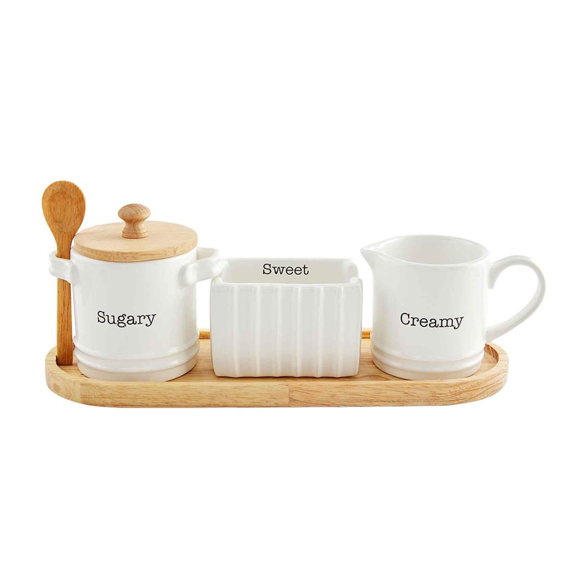 circa cream and sugar set on a white background