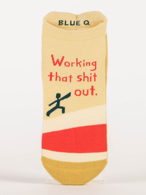 front view of working that shit out sock on a white background