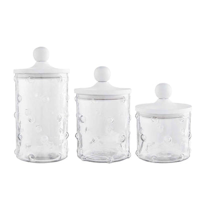 Mud Pie Glass Canister Set White - Linabella