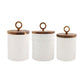 all three sizes of the textured stoneware canister set on a white background
