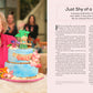 inside view of two pages with a picture of betty white sitting with a cake and the other page is filled with text