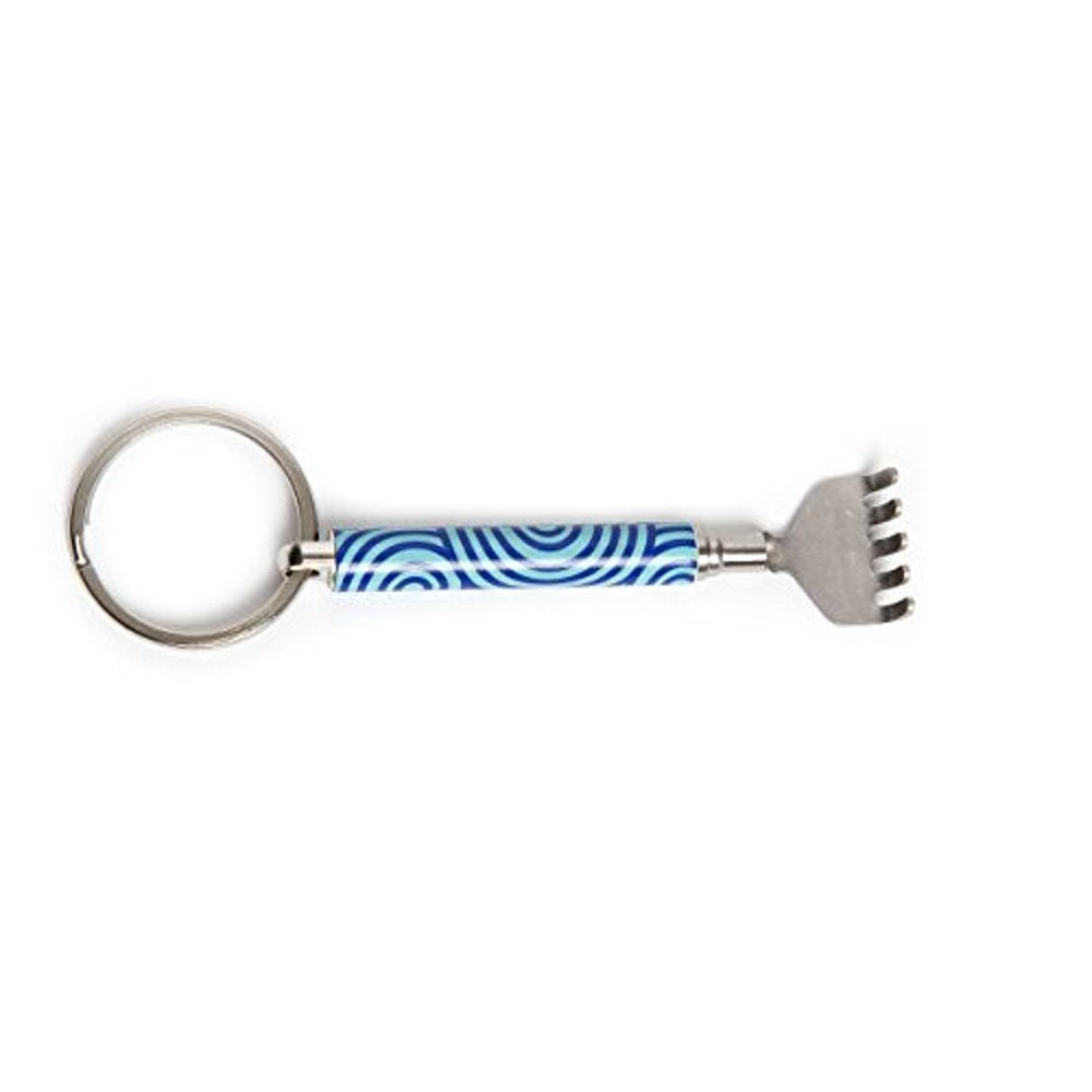 blue swirls mini backscratcher on a white background