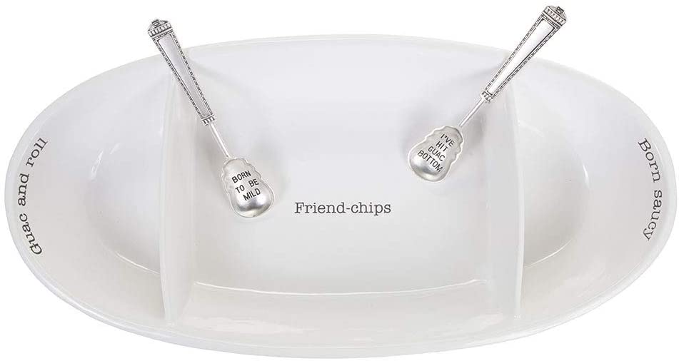 top view of the fiesta chip and dip serving set on a white background