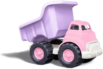 the purple and pink dump truck on a white background