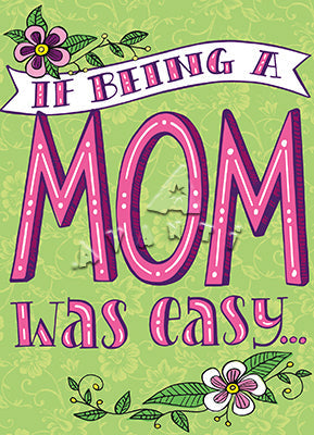 front of card is green with purple flowers and purple text 