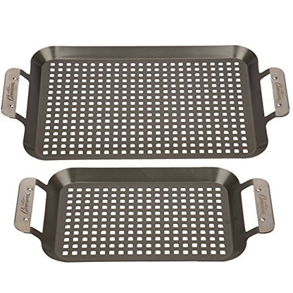 two individual bbq grilling pans on a white background