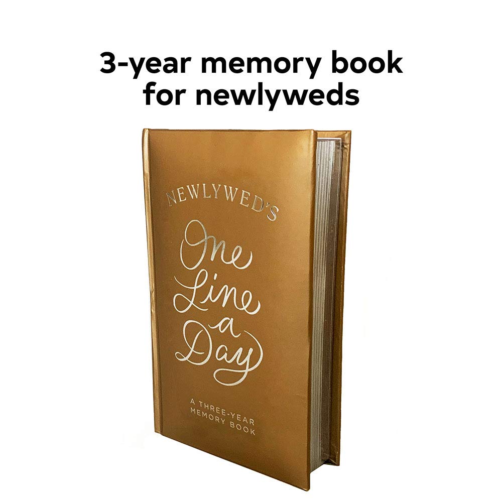 side view of book with text "3 year memory book for newlyweds".