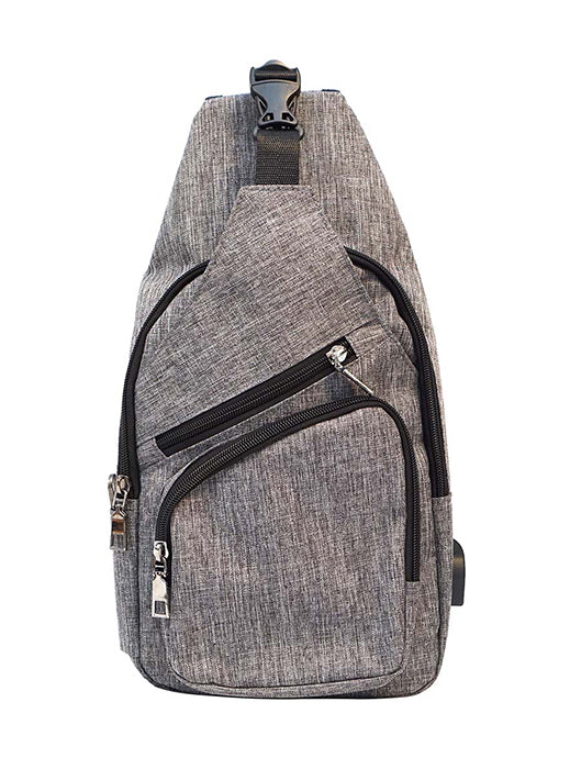 light gray anti-theft daypack on a white background