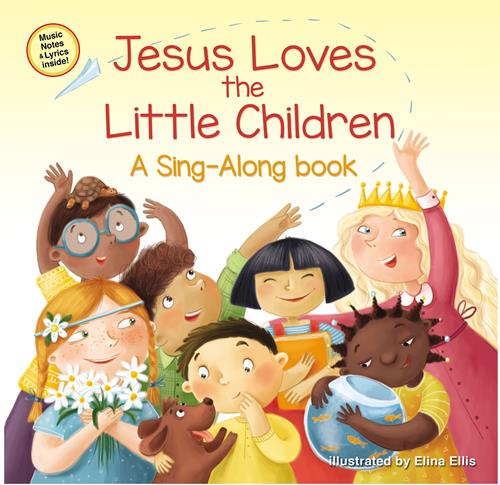 front cover of book has illustration of multiple kids dressed up with a yellow background, title of book in red, and illustrators name