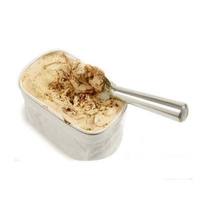 spade in tub of ice cream.