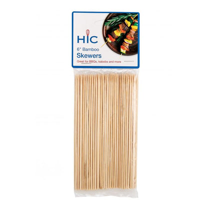 the package of 6 inch bamboo skewers on a white background