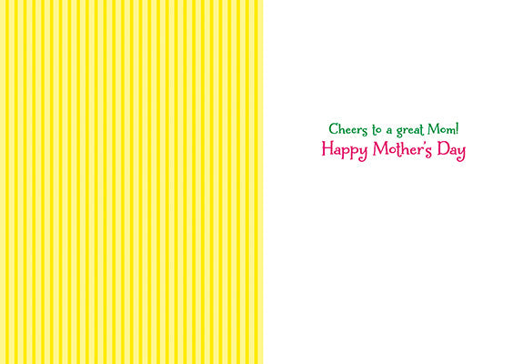inside view of card has one side yellow with dark yellow trips, and the other is white with text listed in the description