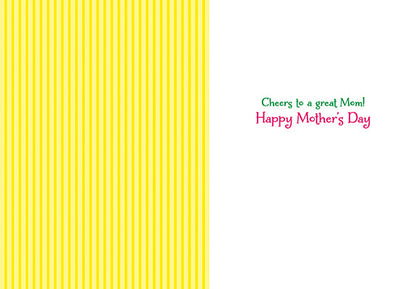inside view of card has one side yellow with dark yellow trips, and the other is white with text listed in the description