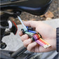 illustration of a person using the rainbow multi tool on a bicycle outside