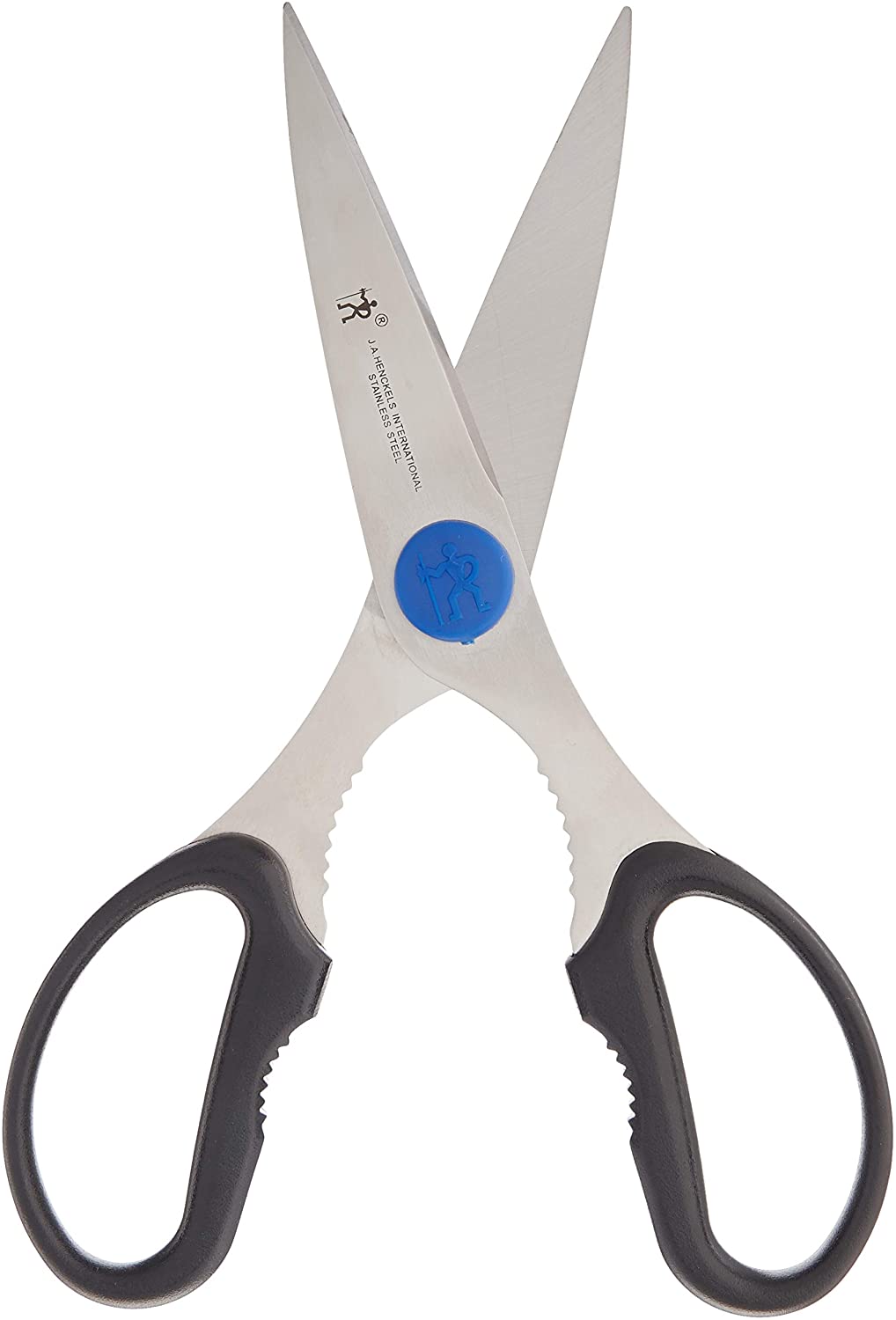 top view of the take apart kitchen shears displayed open on a white background