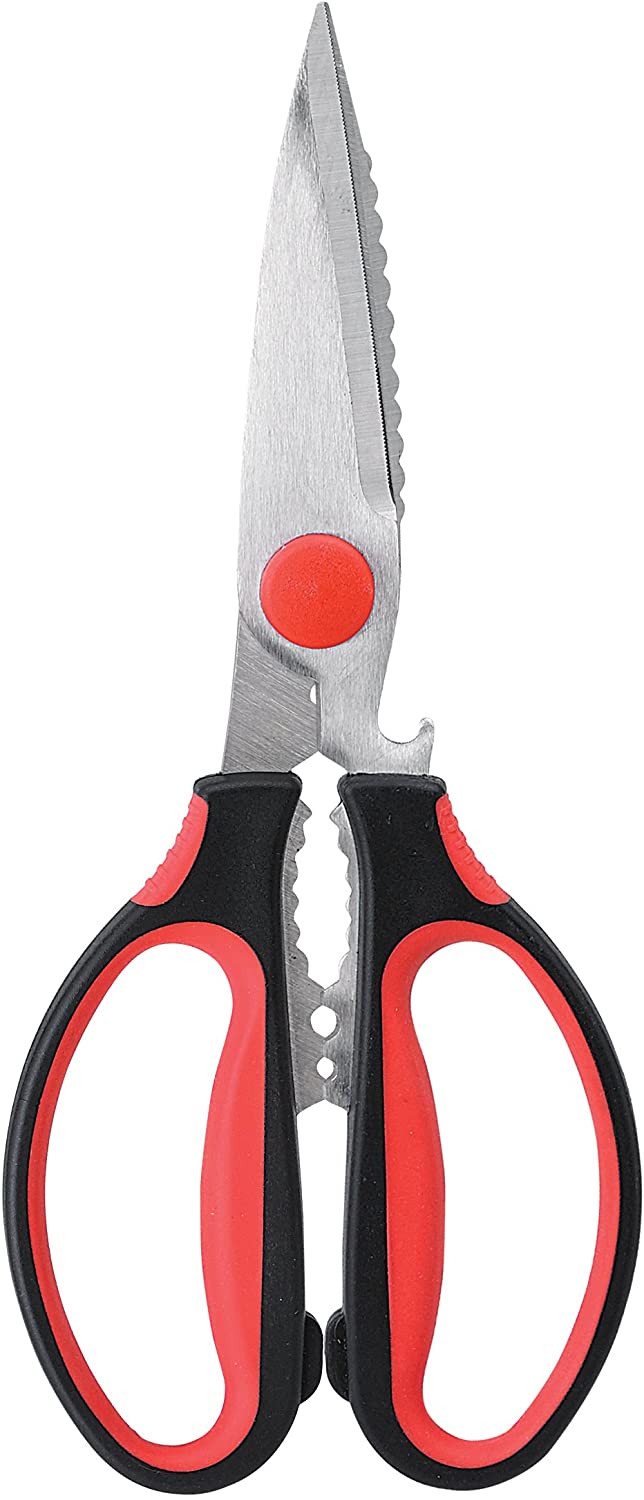 a closed view of the kitchen shears on a white background