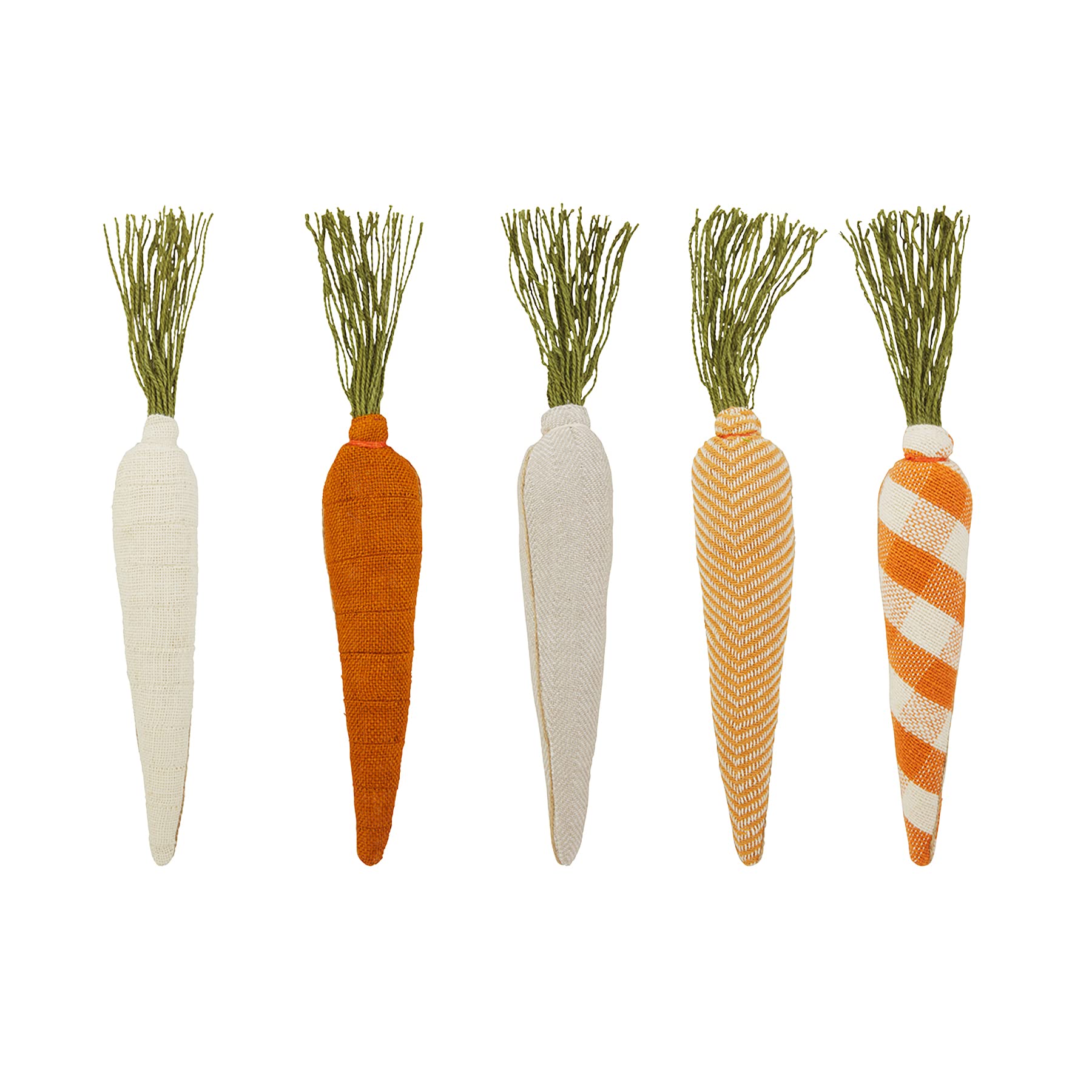 5 assorted fabric carrots.