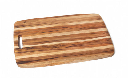 rectangle teak oversized cutting board displayed on a white background