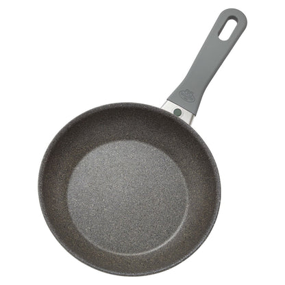 top view of the parma plus 8 inch nonstick fry pan on a white background