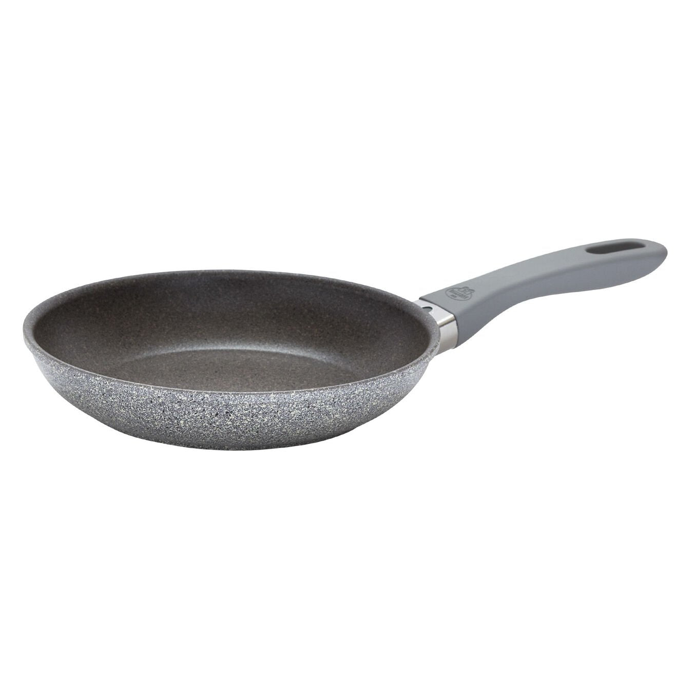 side view of the parma plus 8 inch nonstick fry pan on a white background