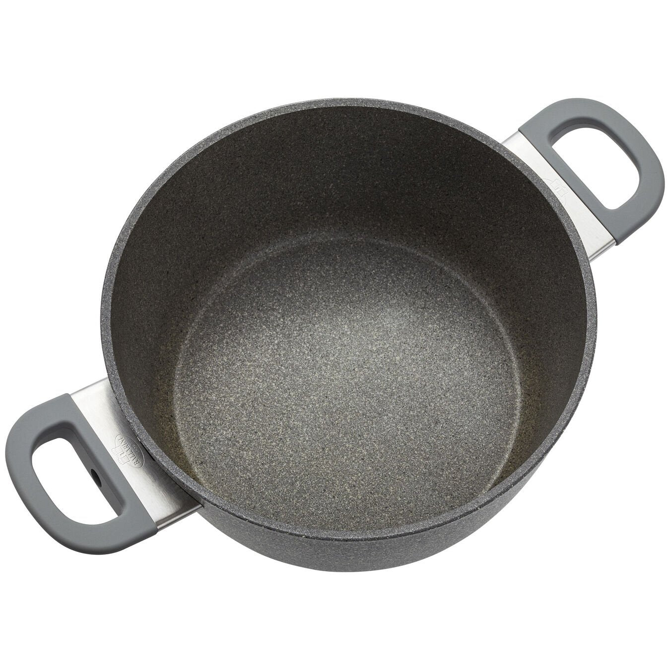 top view of dutch oven on white background