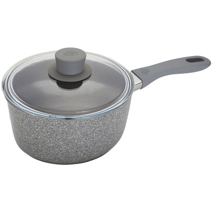 sauce pot with lid on white background