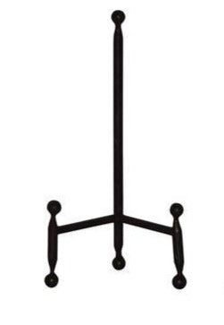 black tripod easel with balls on each end.